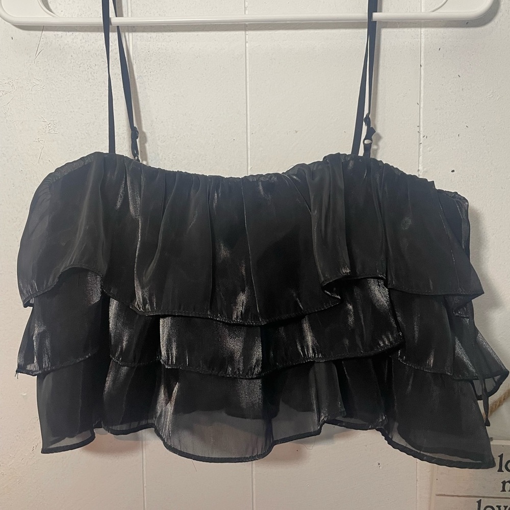 Black Ruffled Tiered Camisole Top